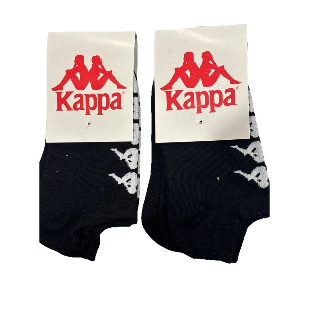 Kappa Authentic Assis‎ Socks Unisex OS Black White Logo Low Cut 3 Pack 37188HW